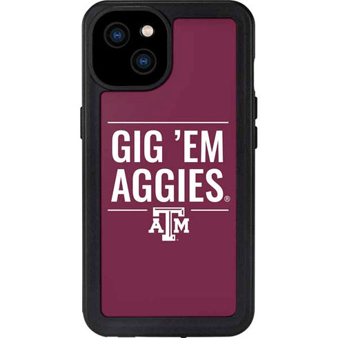 Texas A&M University Gig Em Aggies iPhone 15 Plus Waterproof Case